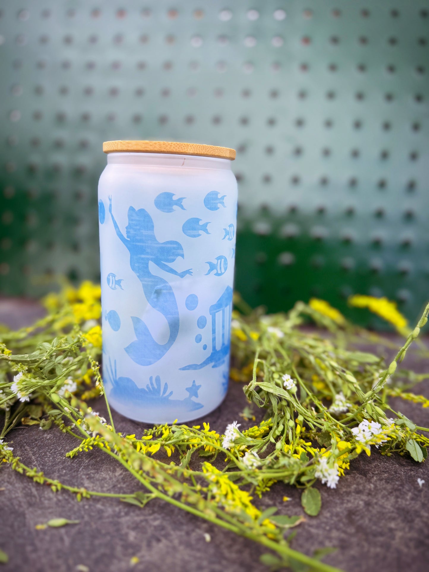 Frosted Mermaid Glass Cup
