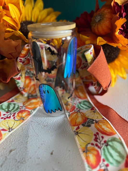 Ghost and bats glass cup